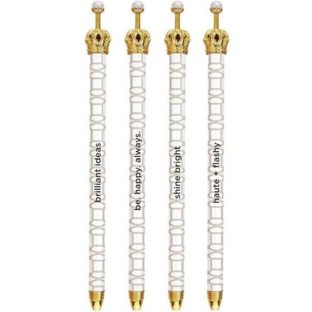 Shine Bright Silver Pattern Novelty Crown Pen